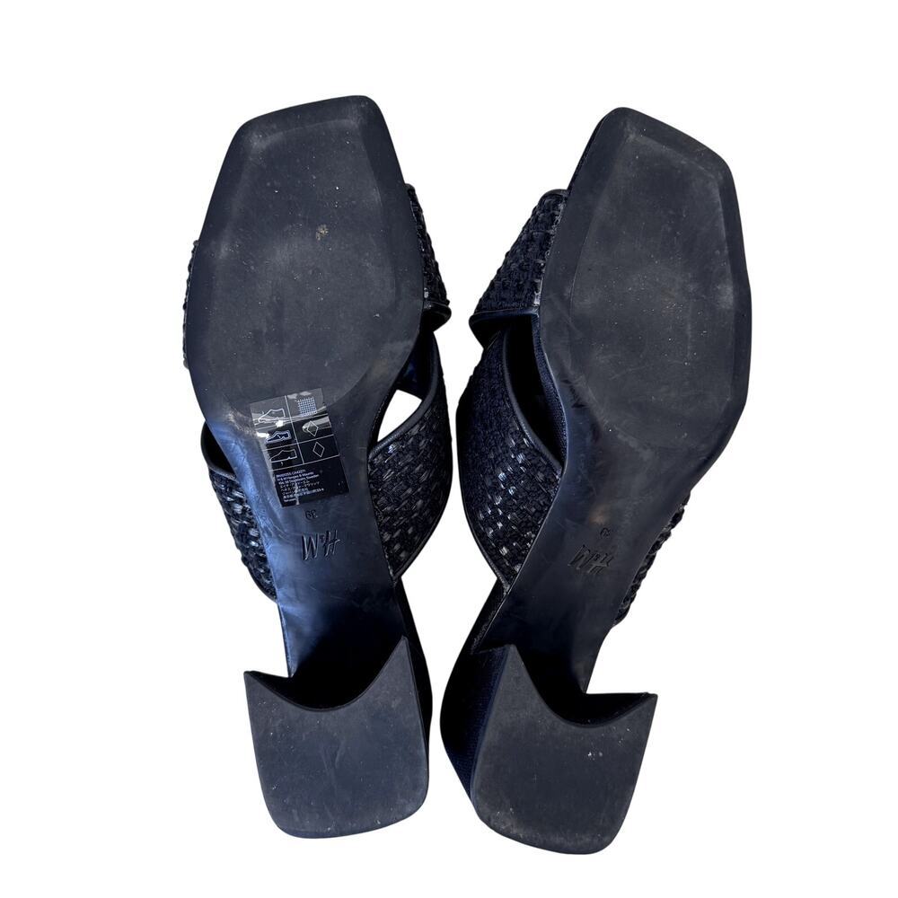 Worn Once! Knot Slip On Slides Sandals Block Heels Black Size 39 - Picture 5 of 5